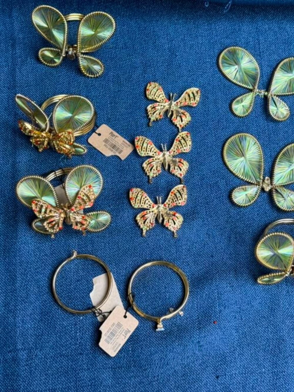 Pier 1 Imports Butterfly Napkin Rings 11pc Craft Repair Lot Indonesia 3.5" NWT